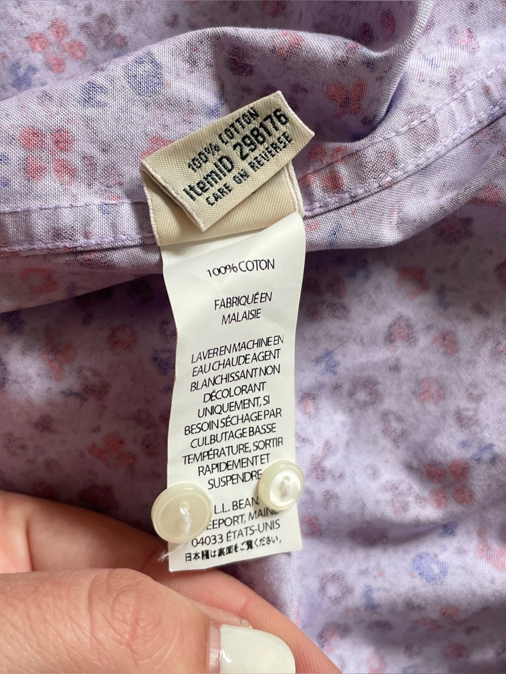 L.L. Bean Purple Floral Button-Down Shirt - Picture 5 of 12